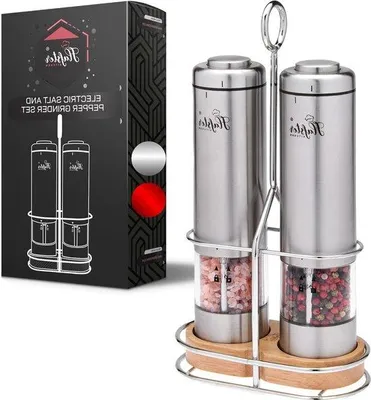 Obrázek produktu pro Elektrické mlýnky na sůl a pepř, keramické, s nastavitelnou hrubostí, 2dílné