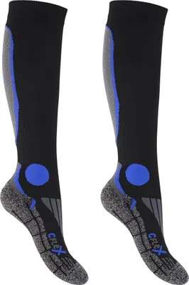 Produktbild von CFLEX Herren & Damen Running Kompressions Strümpfe (2 Paar), Sport Kniestrümpfe - Schwarz-Blau 35-38