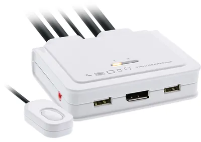 Immagine prodotto di Switch KVM InLine®, a 2 vie, Displayport 1.2, 4K, USB, con audio, cavo integrato