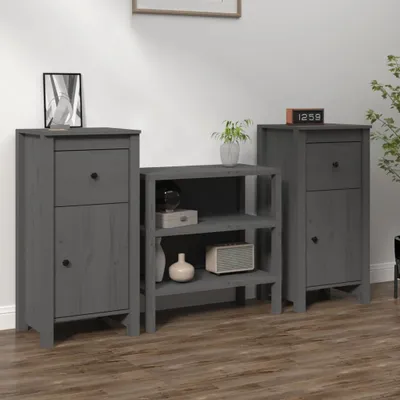 Produktbild von vidaXL Sideboards 2 Stk. Grau 40x35x80 cm Massivholz Kiefer