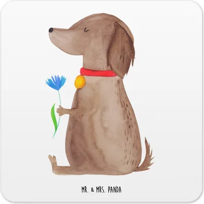Produktbild von Mr. & Mrs. Panda Untersetzer für Gläser Hund Blume 15er Set - Weiß - Geschenk, Süß, Niedlich, Glas-Untersetzer, Coaster, Tischuntersetzer, Sprüche, Hunde, Tassen