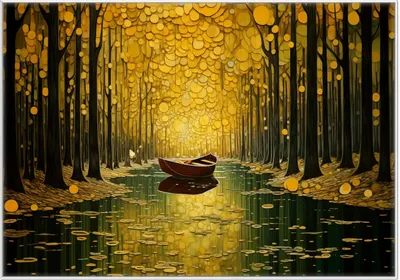 Produktbild von Wallario Wandbild Boot im goldenen Licht, Größe: 70,30 x 100,30 cm, Poster mit weißem Kunststoffrahmen