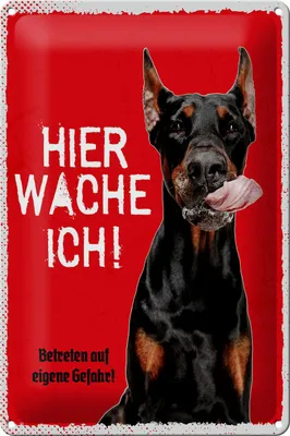 Produktbild von Blechschild Hinweis Dobermann hier wache ich eigene Gefahr, 30x20 cm, Blechschilder Tiere Achtung