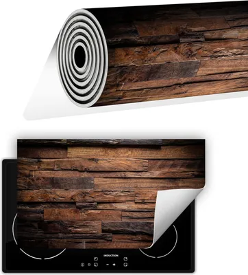 Produktbild von Herdabdeckplatte abdeckung Glaskeramikkochfeld abdeckplatte 90x52 cm Anti Rutsch Matte Aufrollbar, Holz Bronze