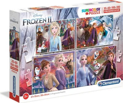 Obrázok produktu pre Sada puzzle Clementoni Supercolor - Disney Frozen II (20, 60, 100, 180 dielikov)