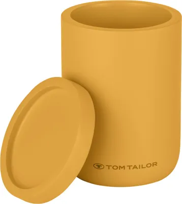 Obrázok produktu pre TOM TAILOR úložná škatuľa s vekom oranžová | bavlnená škatuľa, organizér, mini škatuľa, organizér na make-up, kozmetická škatuľa, organizér, úložný priestor v kúpeľni, z polyresinu, 7,7 x 11 x 7,7 cm