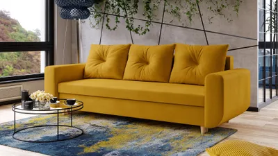 Productafbeelding van AX LIVING Cheriton slaapbank, modern design, 222 cm breed, in de kleur bernstein, met slaapfunctie