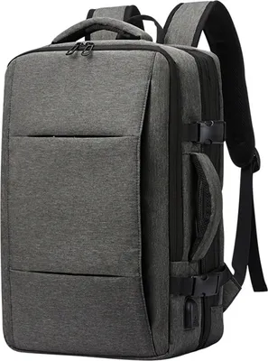 Produktbild von Erweiterbarer Handgepaeck-Rucksack mit USB-Ladeanschluss. Reise-Weekender-Rucksack fuer 15,6-Zoll-Laptops fuer Maenner und Frauen