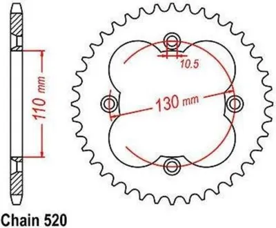 Immagine prodotto di Pignone 38 Z passo 520 per HONDA TRX 400 EX Sportrax 99-04 Pignone posteriore