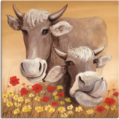 Produktbild von ARTland Leinwandbild Kühe Größe: 40x40 cm