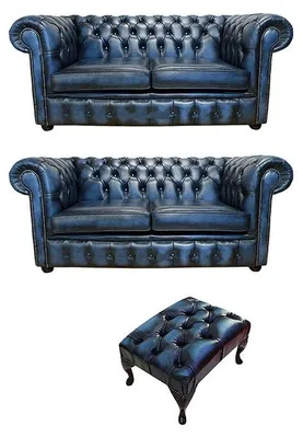 Immagine prodotto di Divano Chesterfield, set completo in pelle, modello 408