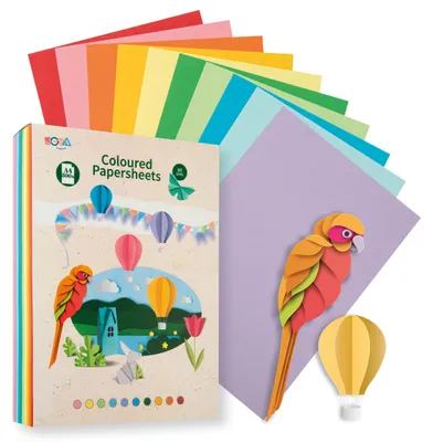 Produktbild von Joya Creative Farbiges Papier A4 500 Blatt – 10 Farben Bastelpapier 80g zum Falten, Basteln, für Schule und Hobby