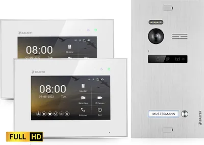 Produktbild von Balter EVO HD Video-Türsprechanlage 2x 7" Monitor  Touchscreen 2-Draht BUS Komplettsystem für Einfamilienhaus