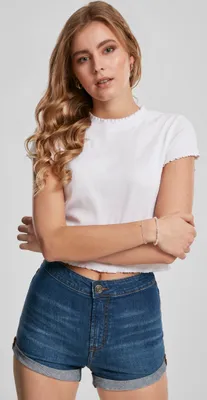 Image de T-shirt femme Urban Classics Ladies Cropped Rib Tee blanc - XS