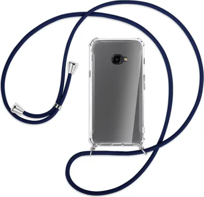 Produktbild von Handykette Backcover-Schutzhülle mit Band (Metall silberfarben) für Samsung Galaxy Xcover 4 / 4s - dunkelblau