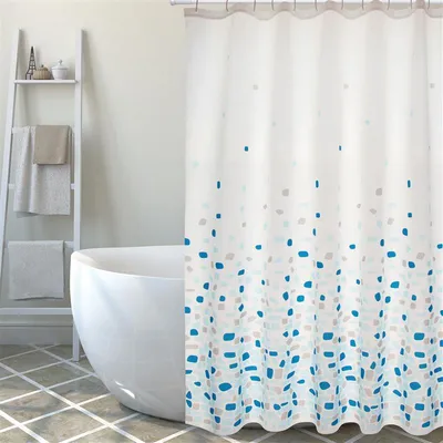 Obrázek produktu pro MSV Prémiový textilní sprchový závěs proti plísním - Antibakteriální, pratelný, 100% voděodolný - Polyester, "Brest" Blue 180x200cm - Vyrobeno ve Španělsku
