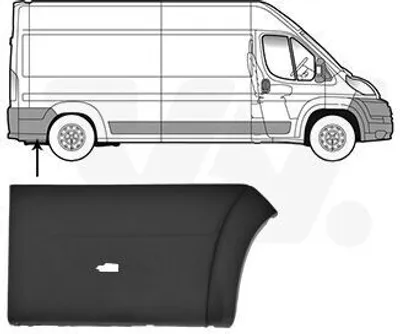 Produktbild von VAN WEZEL Seitenschutzleiste hinten rechts 0983420 für FIAT Ducato Kastenwagen (250, 290) Ducato Pritsche / Fahrgestell (250, 290) Ducato Bus