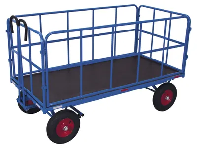 Produktbild von VARIOfit Handpritschenwagen mit 4 Rohrgitterwänden und Luftbereifung 1540x800mm