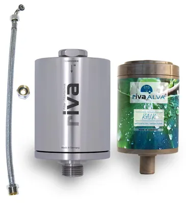 Produktbild von rivaALVA Kalk Untertisch-Trinkwasserfilter – Kalkschutz mit Edelstahlgehäuse
