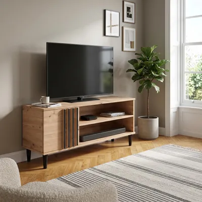 Produktbild von Masseno TV-Schrank ARTIANO 120 cm Fernsehschrank mit 1 Türen TV-Lowboard für Wohnzimmer Modern 120x40x54 cm Eiche Artisan