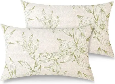 Produktbild von Famanu Kissenbezug 40 x 80 cm Set von 2 - 100% Baumwolle, Blumenmuster, mit Reißverschluss