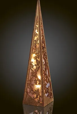 Produktbild von LED Pyramide Holz beleuchtet Deko Weihnachten Winter Batterie 10 LED warmweiß