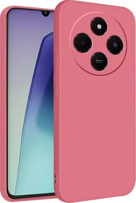 A pink phone case is shown on a white background, with a portion of a smartphone screen visible.