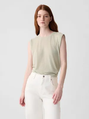 Produktbild von GAP Damen Tanktop aus Leinen, Rundhalsausschnitt, lockerer Schnitt, Größe L