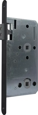 Image de KFV Serrure à loquet magnétique WC 78mm Ferrure de porte, serrure à larder magnétique DM 55 têtière ronde, inox laqué noir