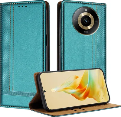 Produktbild von Handyhülle für Realme 11 4G Leder Flip Klappbare Schutzhülle mit Standfunktion Grün