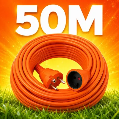 Obrázok produktu pre Predlžovací kábel 50m 3x1,5mm² vonkajší záhrada stavba kosačka elektrické náradie