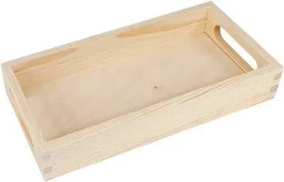Produktbild von Holztablett zum Servieren von Frühstück, mit Griffen – Natürliches Holz, 30 x 15 cm