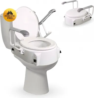 Image de Réhausseur de siège de toilette avec accoudoirs Couvercle 5-15 cm Réglable en hauteur Muralla