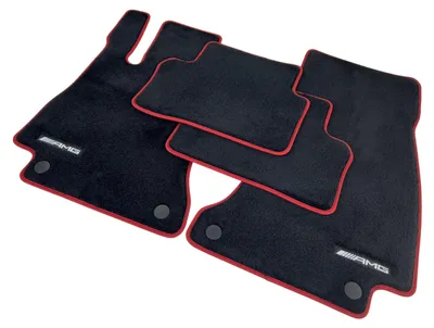 Imagen del producto de Alfombrillas de velour para Mercedes-Benz , AMG GT, CLS, color negro con detalles rojos