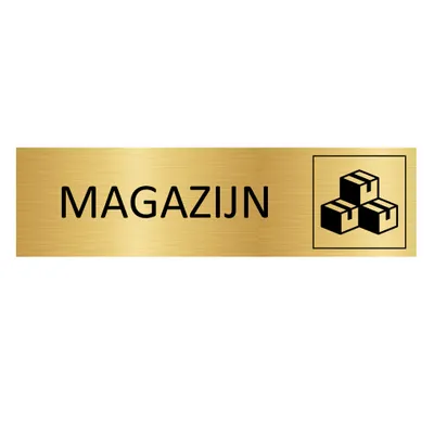 Produktbild von CombiCraft Aluminium Türschild "Magazijn" in Gold mit 3M-Klebeband - 165 x 45 mm