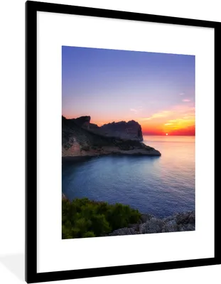 Produktbild von MuchoWow® Gerahmtes Poster Meer - Felsen - Berge - Natur 60x80 cm - Poster mit Schwarzem Bilderrahmen Wandposter Rahmen Foto Bilder - Wohnzimmer - Dekorationen - Prämie