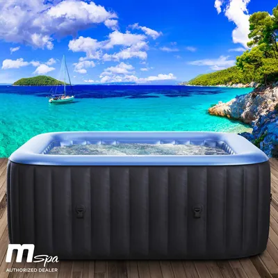 Produktbild von Whirlpool aufblasbar BRAST MSpa Tekapo für 6 Personen 185x185cm In-Outdoor Pool 132 Massagedüsen Energiespar-Timer Heizung Aufblasfunktion per Knopfdruck Bubble Spa Wellness Massage