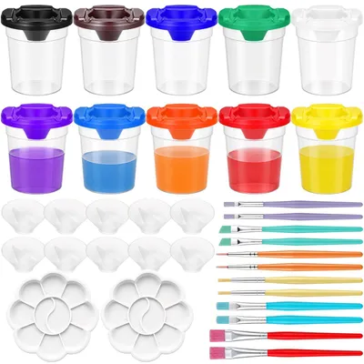 Image de Boîtes de rangement avec couvercle - Étanches - Pour pinceaux et peintures - Coffret de 10 couleurs