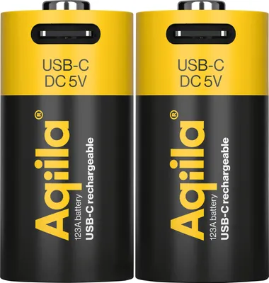 Image de Aqiila 406095, Batterie rechargeable, CR123A, Lithium-ion (Li-ion), 3 V, 2 pièces, 750 mAh