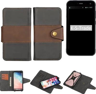 Produktbild von K-S-Trade Handyhülle Schutzhülle Hülle Bookstyle Wallet-Case kompatibel mit Cyrus CS 28 Bumper Rundumschutz schwarz-braun 1x