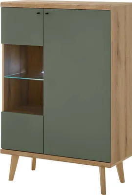 Produktbild von Vitrinenschrank Alva - Evoke Eiche / Salbei ohne Beleuchtung