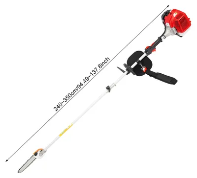 Imagen del producto de Desbrozadora a gasolina - 43 cc, 2 tiempos - Varilla telescópica de 2,4–3,5 m - Hoja de 30 cm - 1,7 CV / 1,25 kW - Cadena de acero al manganeso