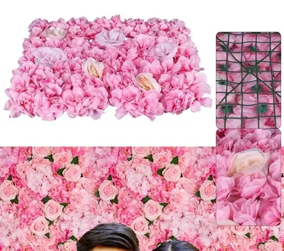 Produktbild von Blumenwand - Set Blütenköpfe - 12 Stück Seidenkunstblumen - Rosen & Dahlien - für Hochzeit, Valentinstag & Zuhause - Indoor - Rosa/Champagner