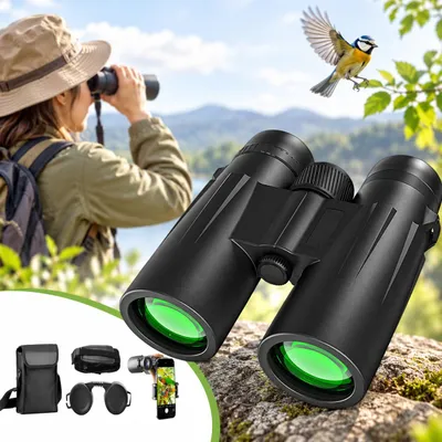 Productafbeelding van Verrekijker 12x50 HD, waterdicht, compacte verrekijker met FMC-lens, geschikt voor vogelobservatie, jagen, wandelen en sightseeing