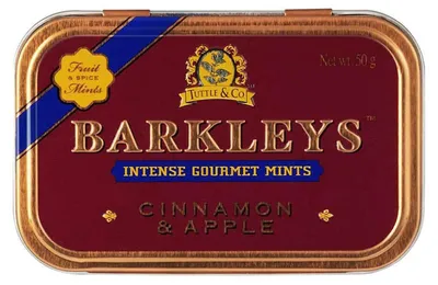 Produktbild von Barkleys Pastillen Tin Cinnamon und Apfel in einer Metalldose 50g