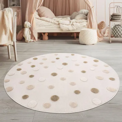Produktbild von TT Home Kinderteppich Rund, Spielteppich Erdtöne, 3D Design, Robust & Modern für Jungen und Mädchen Größe 160 cm Rund