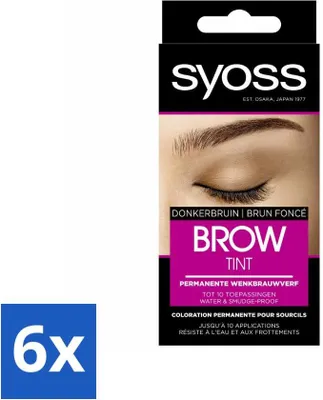 Zdjęcie produktu dla SYOSS - Brow Tint Dark Brown - Barwnik do brwi - Długotrwały kolor - Do 10 aplikacji - Ekonomiczne opakowanie - 6 sztuk
