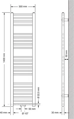 Produktbild von LuxeBath Badheizkörper Sahara 300x1400 mm Chrom gerade mit Mittelanschluss Heizkörper Handtuchwärmer Handtuchtrockner Handtuchheizkörper ohne Heizstab
