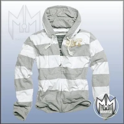 Produktbild von Surplus Raw Vintage - Stripe Hoodie Zipper grau/weiß Größe M