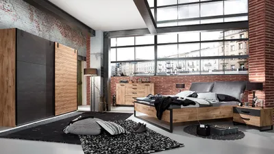 Produktbild von Schlafzimmer Set 5-tlg. DAVENPORT-43 mit Bett 160x200 in Eiche